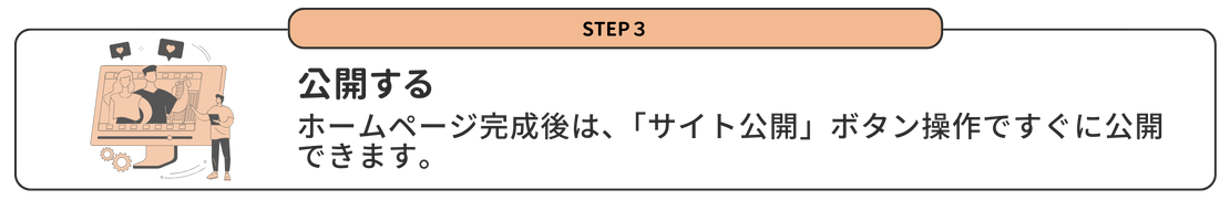 ステップ３ 公開する 簡単ステップでホームページを公開